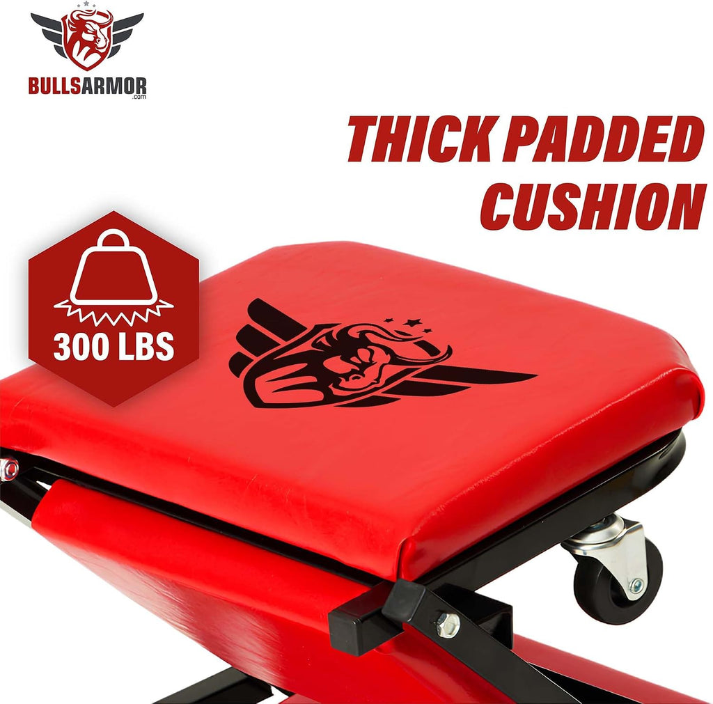 Mechanic Creeper Bench & Stool 2 in 1 - Folding Adjustable Chair Z Design 300 Lbs Capacity - Heavy Duty Garage Seat