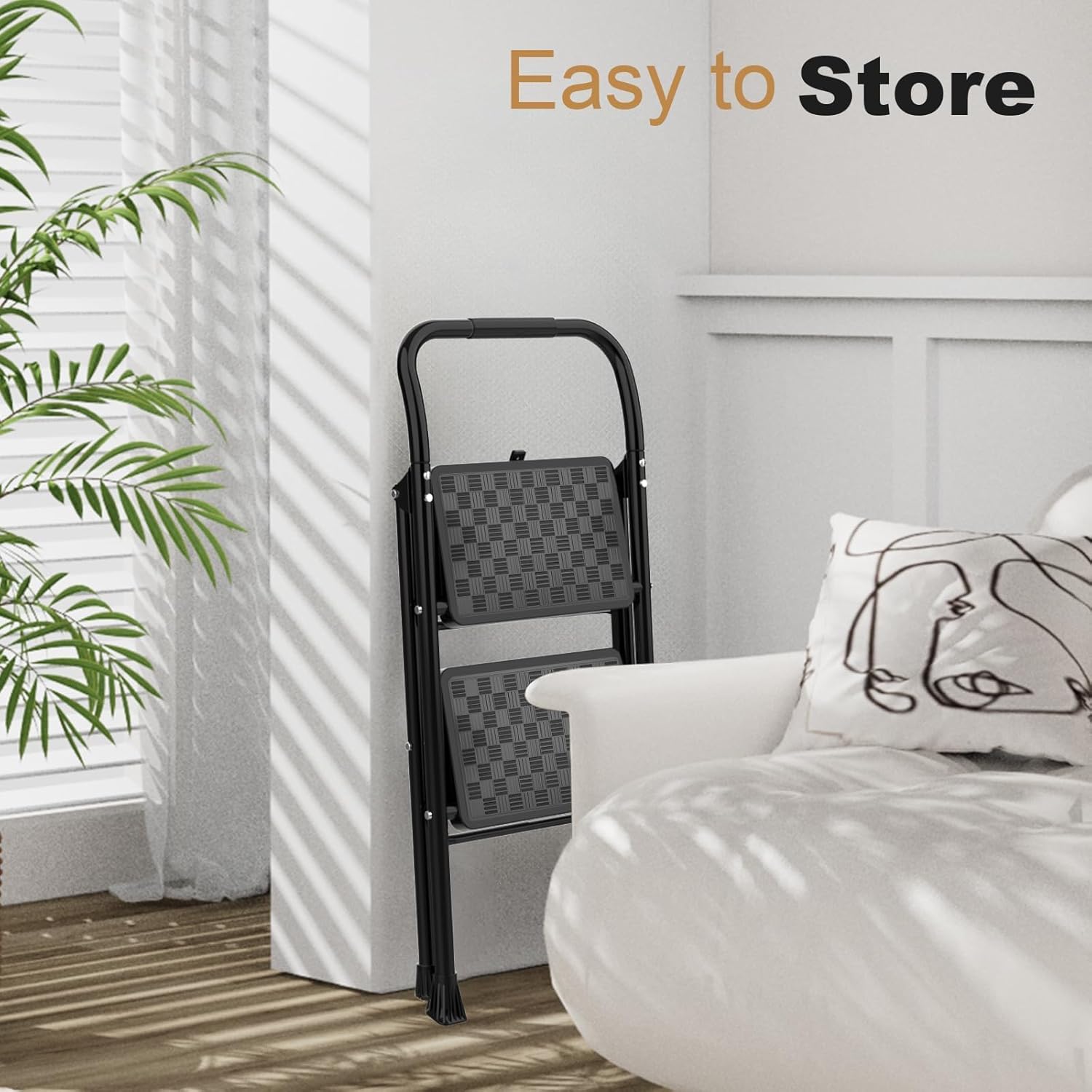 2 Step Ladder, Step Stool for Adults,2 Step Ladder Folding Step Stool with Wide Pedal Ergonomic Design