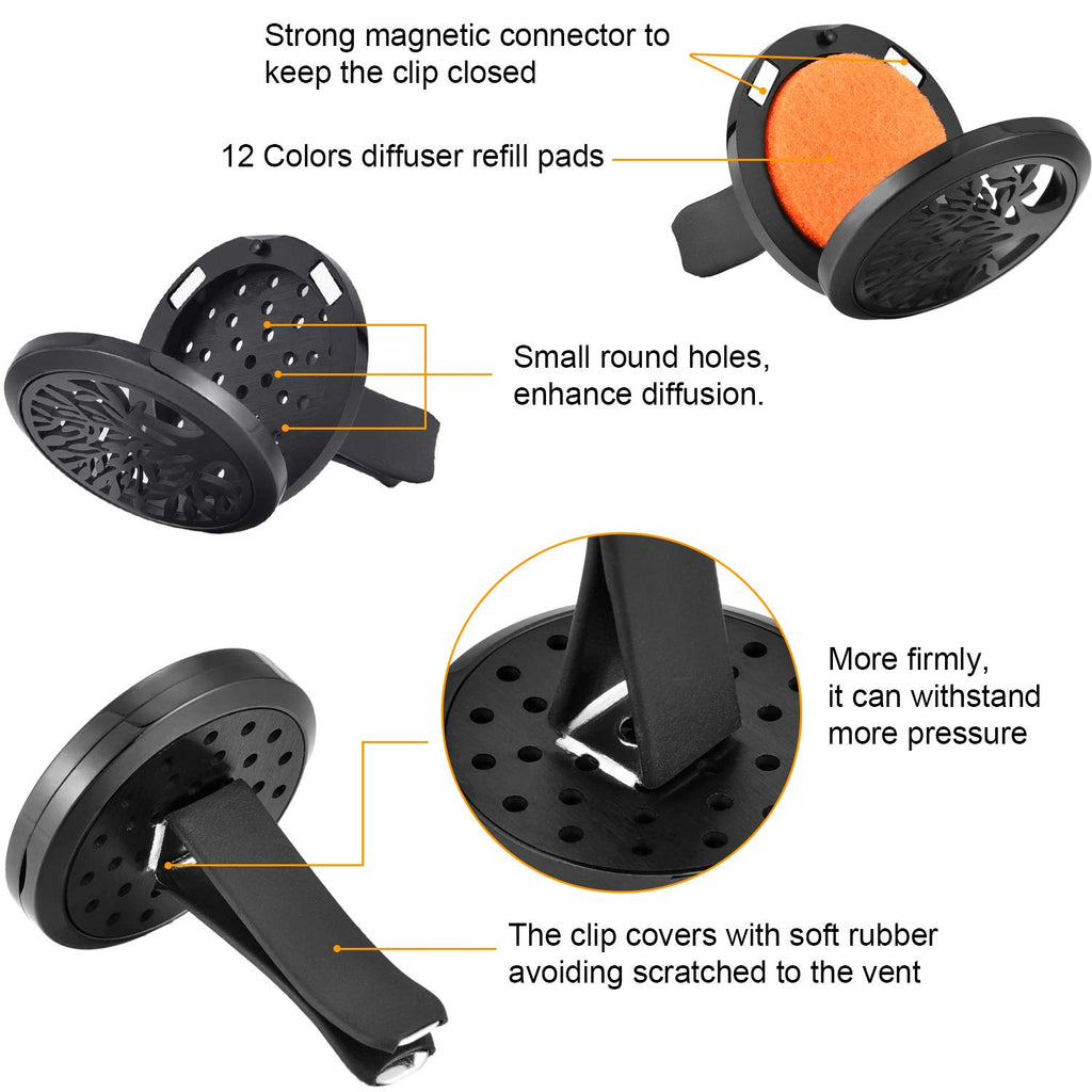 2 Pcs Car Aromatherapy Vent Clip Diffuser, Tree Patterns