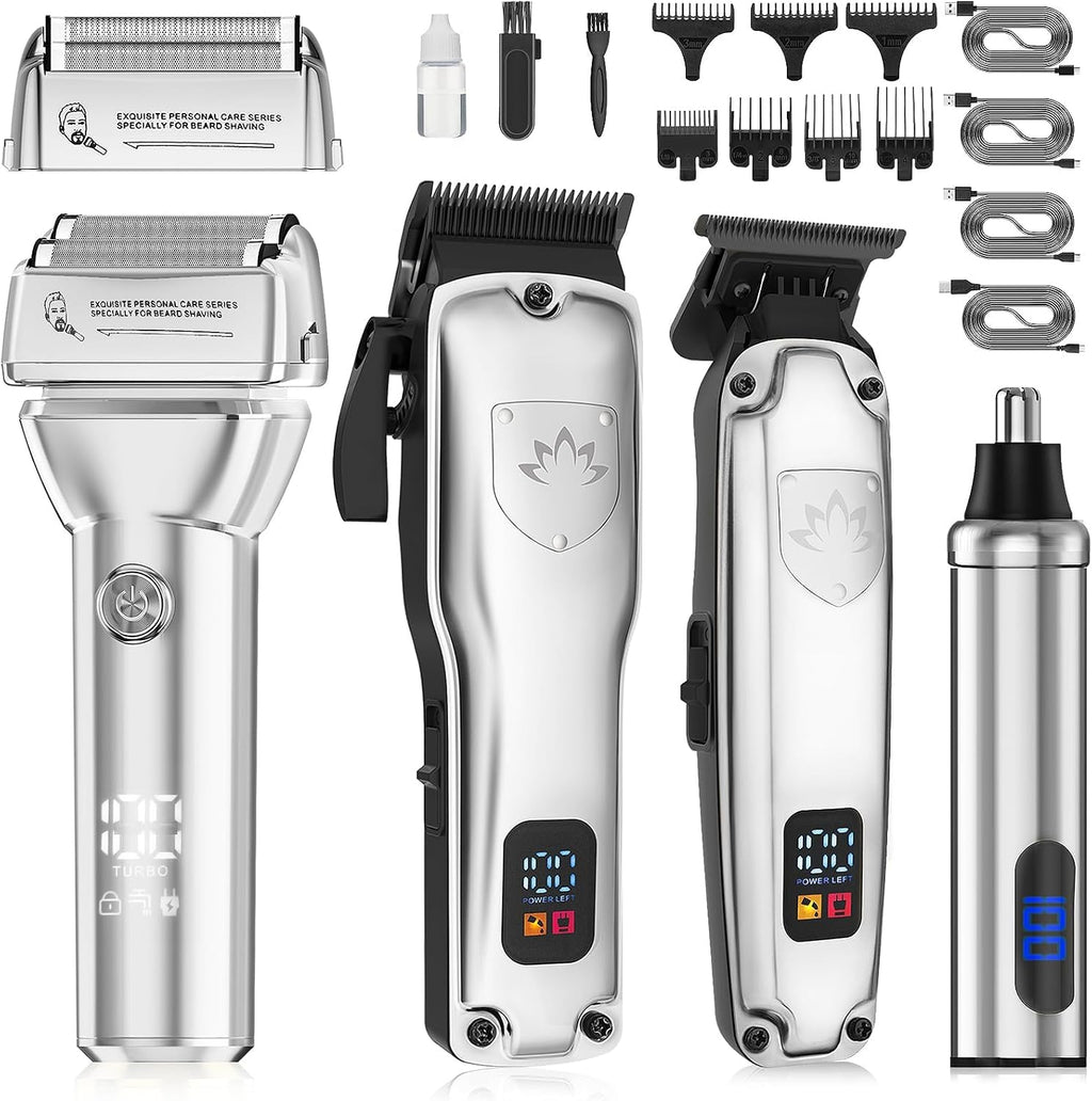 Hair Clippers for Men,4 in 1 Professional Hair Clippers T-Blade Trimmer Electric Foil Shaver Nose Hair Trimmer