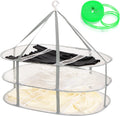 3-Tier Folding Mesh Clothes Hanging Dryer, Sweater Drying Rack, Large Laundry Drying Rack, Lay fold Flat Dry Hanger
