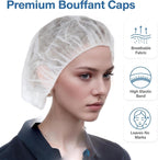 Disposable Bouffant Caps 24 inches, Hair Nets, for Food Service