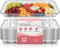 12-Pack Serving Tray - 9x13 Inches Disposable Rectangular Plastic Food Tray for Parties and Events - Clear Platters