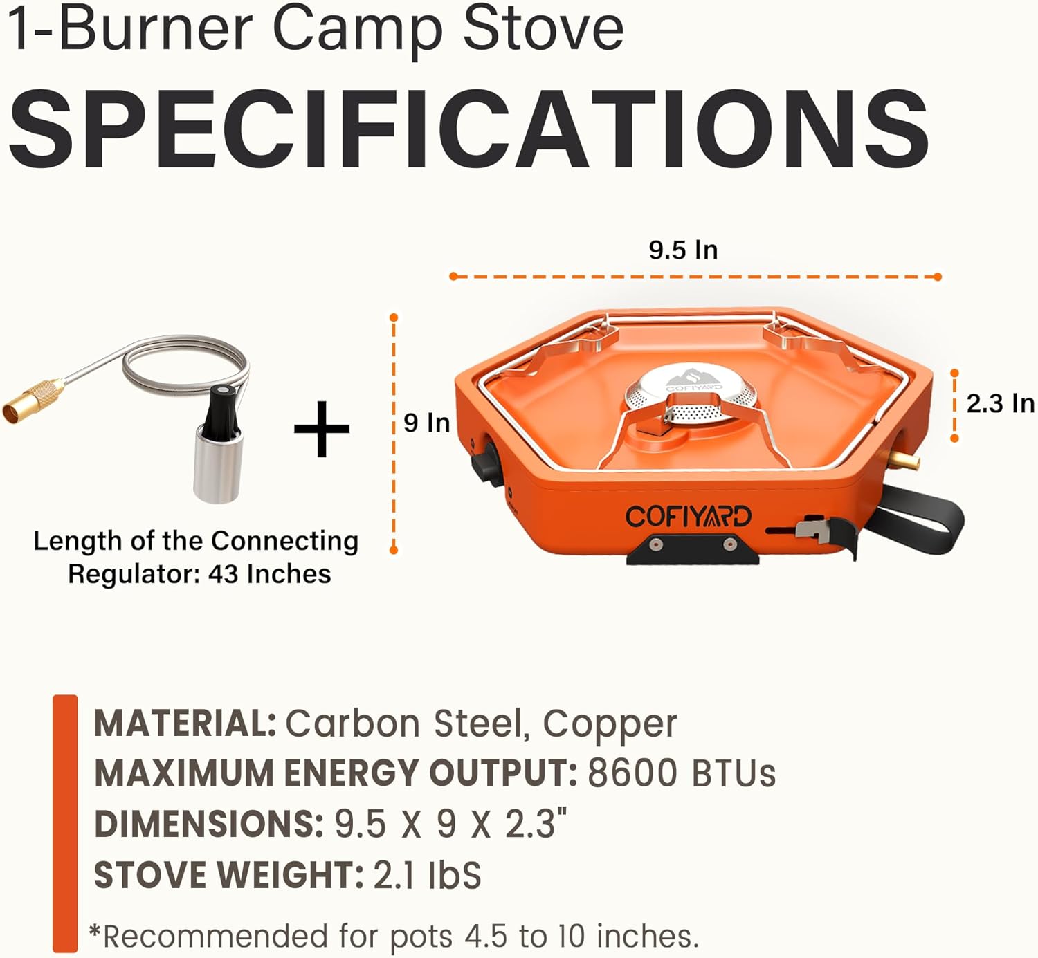 1-Burner Propane Stove Portable Camping Stove with Carry Strap, Backpacking Camp Stove for Outdoor Cooking