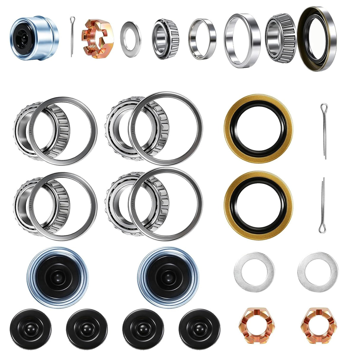 2 Sets 3500lb Trailer Axle Bearing Kit, L68149 L44649 Trailer Bearing Kit