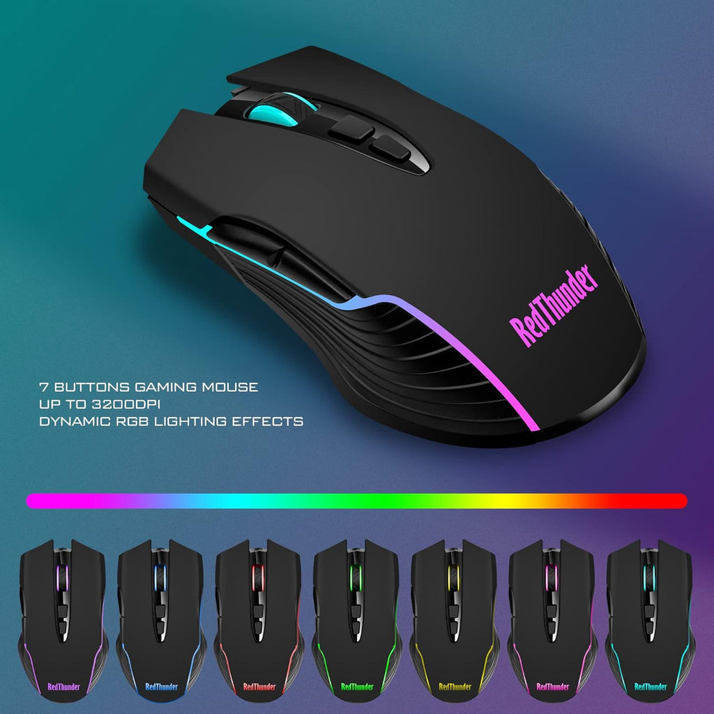 K10 Wireless Gaming Keyboard and Mouse Combo, LED Backlit Rechargeable 3800mAh Battery, Mechanical Feel Anti-ghosting