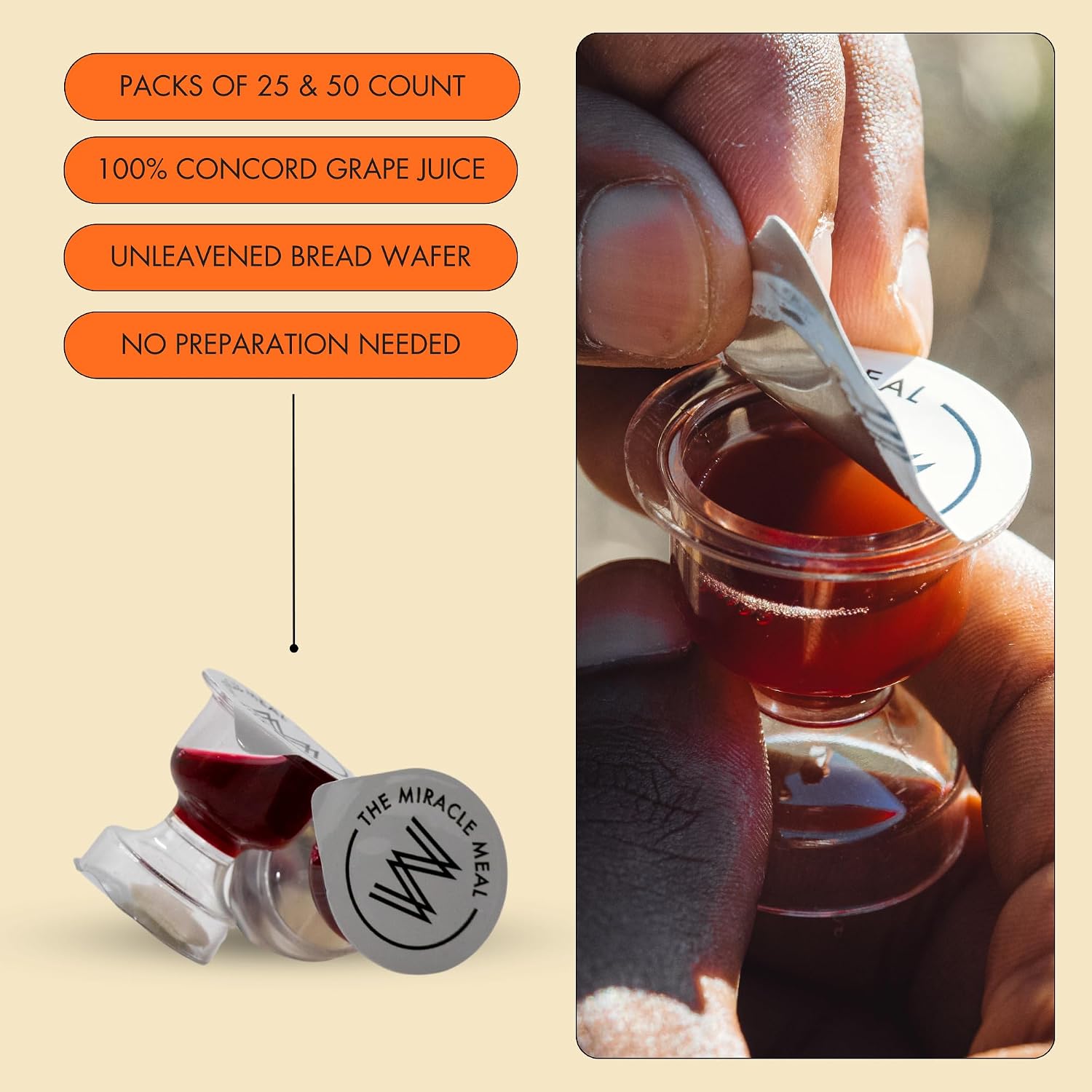 Miracle Meal Chalice Communion Cup & Wafer Set, Travel Pack of 25-Cups