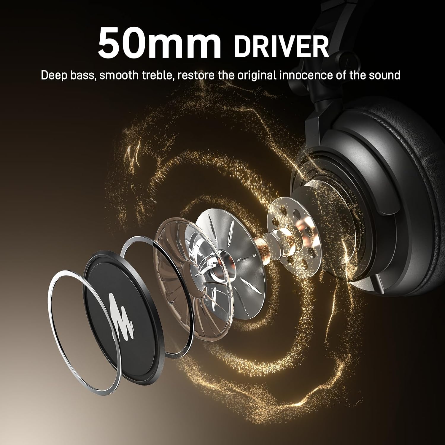 MH601 Wired Studio Headphone for Podcast Recording Stream DJ Mixing | Over Ear Headset with 50mm Drivers, Detachable