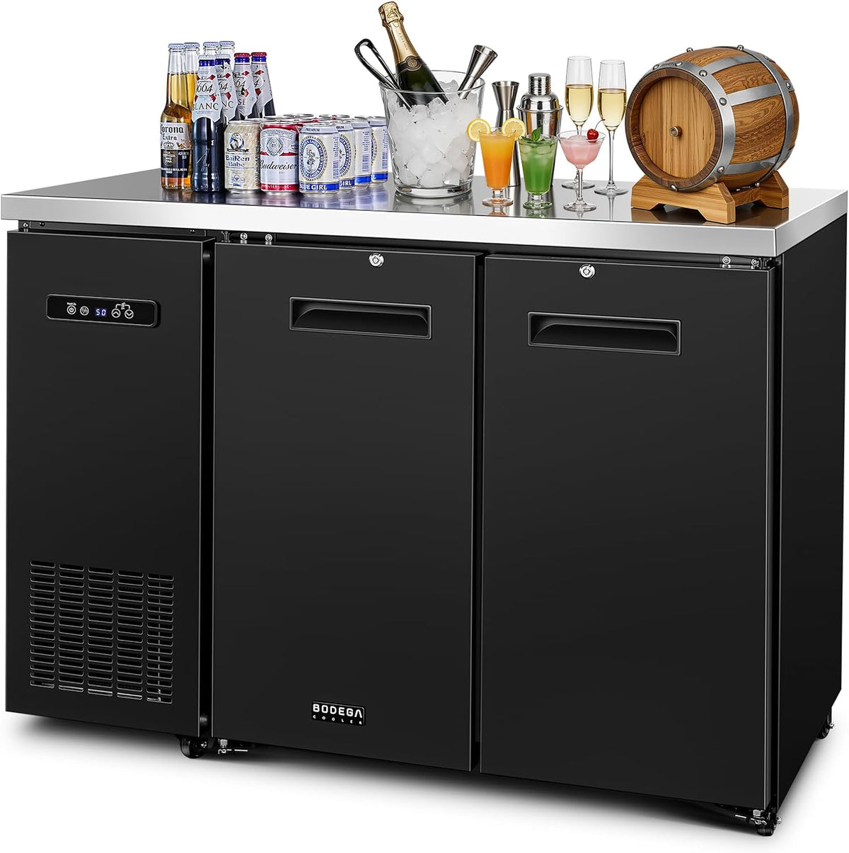 Commercial Bar Cooler with 2 Solid Doors, 12 Cu.Ft Back Bar Refrigerator, Beverage Refrigerator for Beer Soda