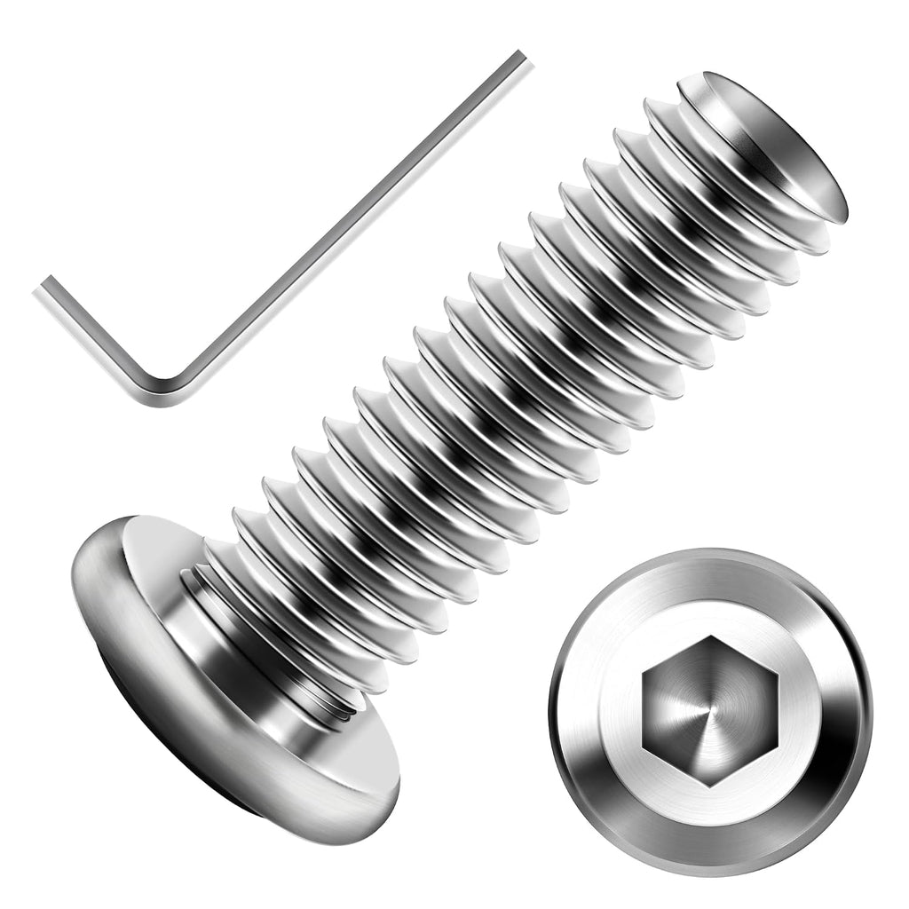 Mywish M10 x 25mm 30Pcs Silver Flat Head Hex Socket Cap Screws Bolts, 304 Stainless Steel Furniture Bolts Full Thread & Hex Spanner