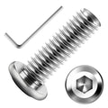 Mywish M10 x 25mm 30Pcs Silver Flat Head Hex Socket Cap Screws Bolts, 304 Stainless Steel Furniture Bolts Full Thread & Hex Spanner