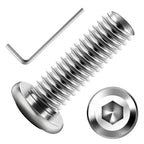 Mywish M10 x 25mm 30Pcs Silver Flat Head Hex Socket Cap Screws Bolts, 304 Stainless Steel Furniture Bolts Full Thread & Hex Spanner