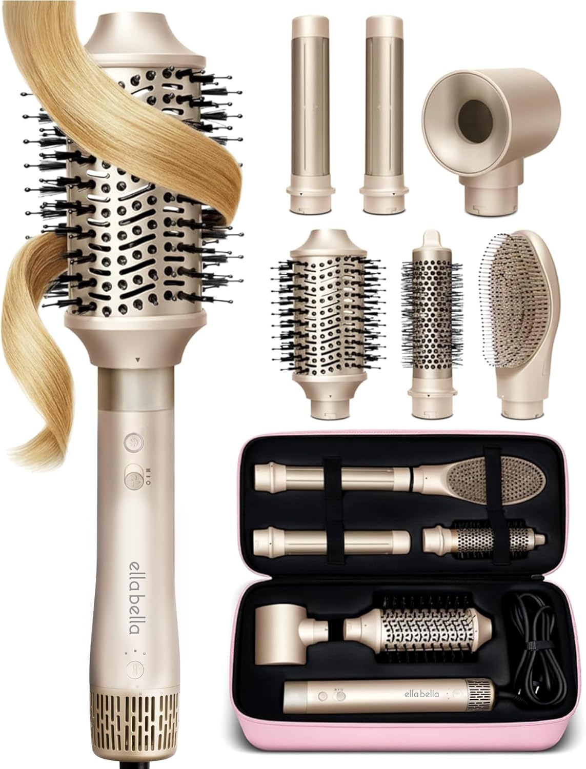 6 in 1 Professional Hot Air Styler • Powerful Hair Dryer & Straightener Set • Styling Without Heat Damage • Fast