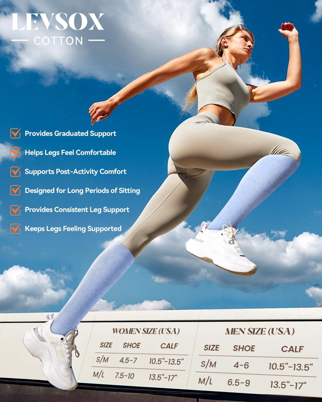 Cotton Compression Socks for Women Men 20-30 mmHg Knee High Cute Support Sock for Nurses Flying Pregnancy