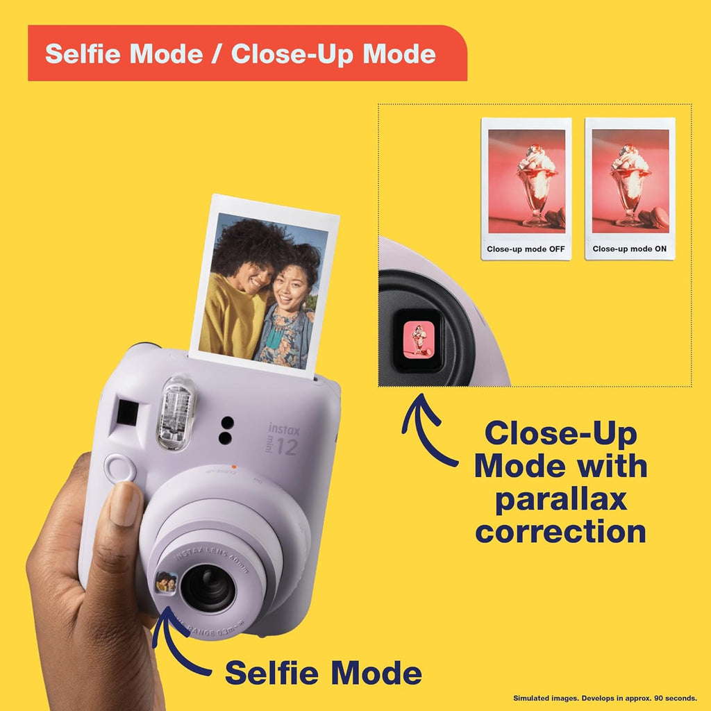 Instax Mini 12 Instant Film Camera - Pastel Blue | Instax Mini 12 with automatic exposure and selfie mirror for