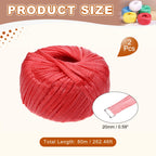 2Rolls Polyester Nylon Plastic Rope Twine 80m/262ft Cord Red
