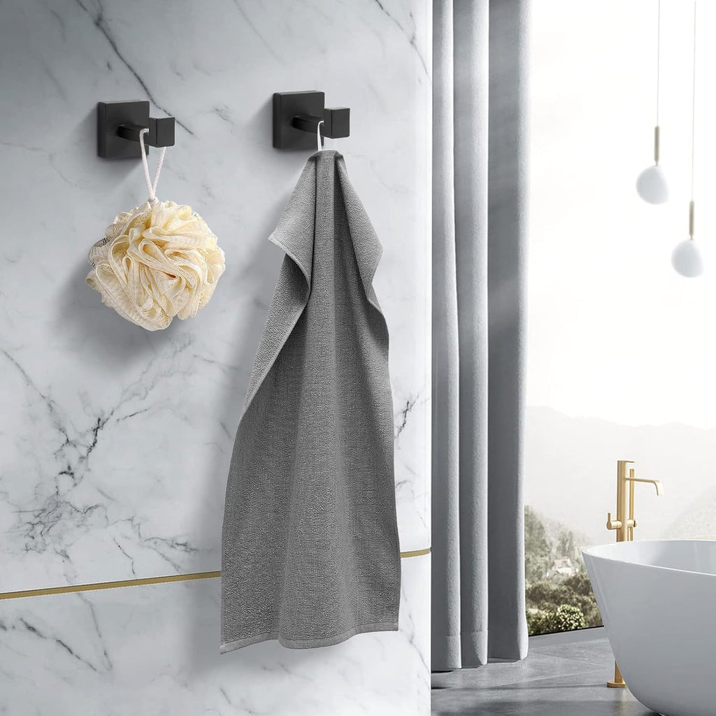 Heavy Duty Stainless Steel Towel Hooks, Wall Mounted Square Robe Hooks for Bathroom, Kitchen, Bedroom, Hotel Matte