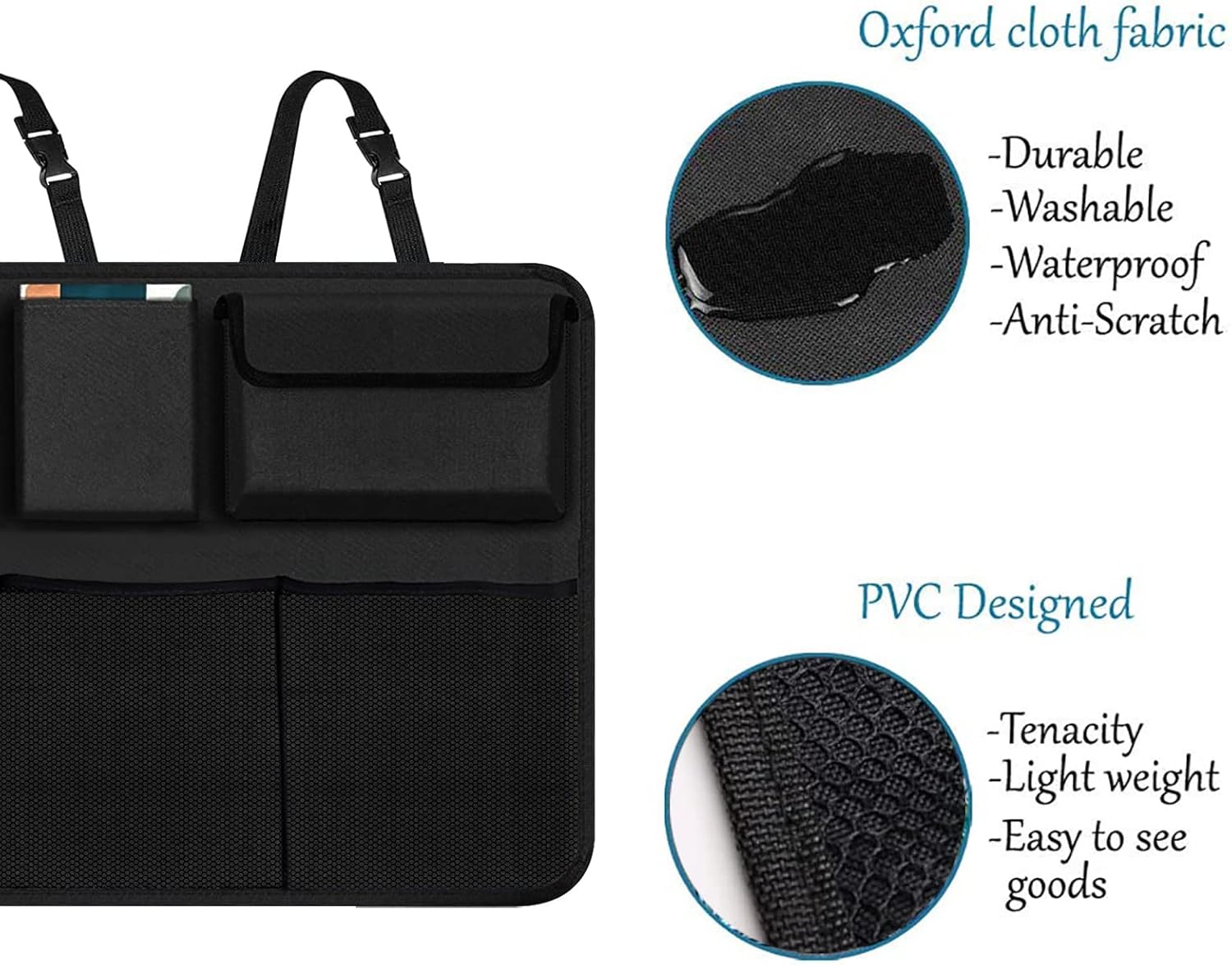 Car Trunk Organizer, Large Capacity Car Organizers and Storage with 8 Pockets, Waterproof Backseat Hanging Organizer