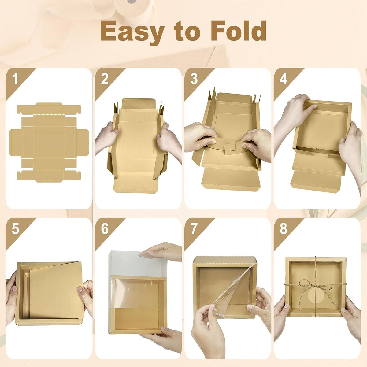30 Kraft Gift Boxes, 5.5x5.5x2 in with Raffia Blank Tags Jute String