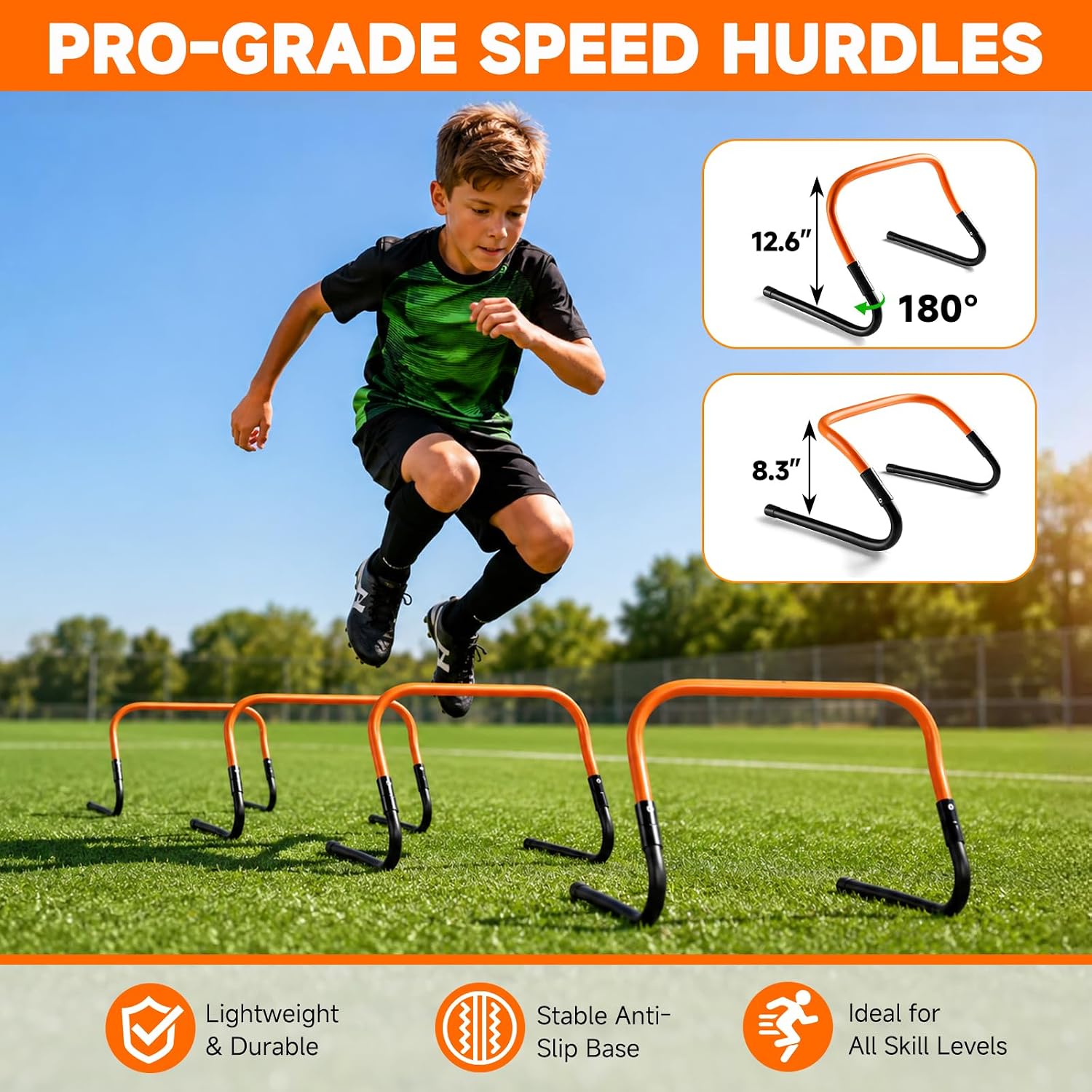 Agility Ladder, Soccer Football Training Equipment Agility & Speed Training | 20ft Ladder,4 Adjustable Hurdles