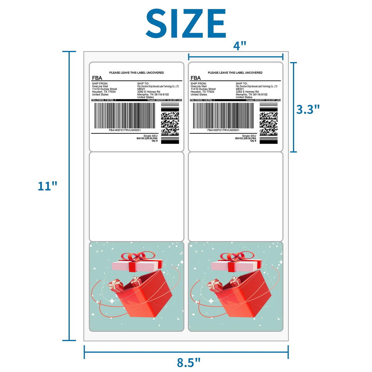 [500 Sheets 3000 Labels] 3 1/3"x4" Printable Shipping Labels