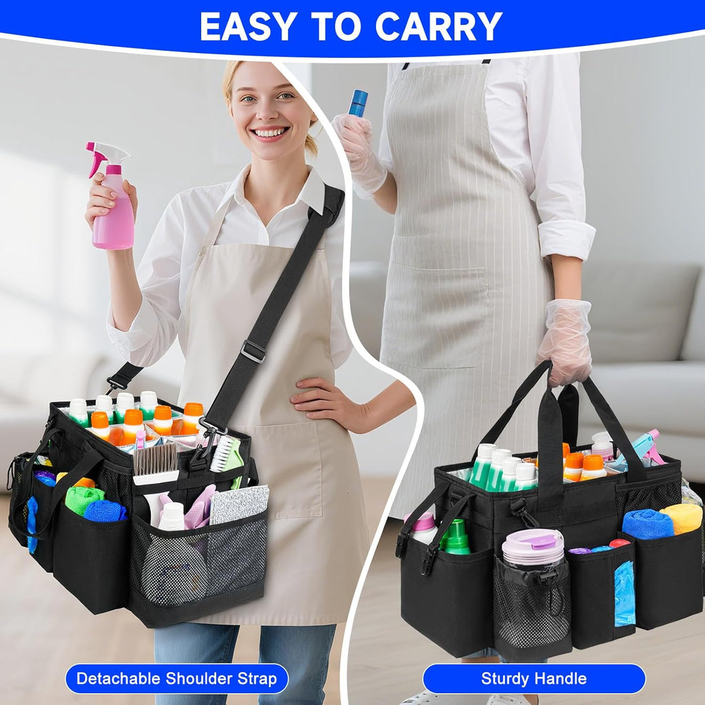 Cleaning Caddy Bag, Cleaning Supplies Organizer for Housekeepers, Housekeeping Caddy with Handle and Detachable