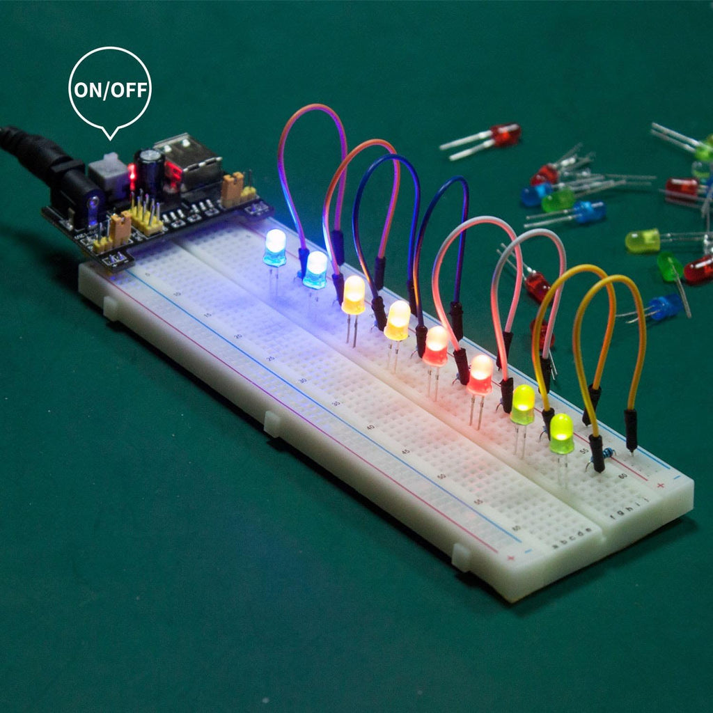 Electronics Component Kit with Breadboard Compatible with Arduino | Power Supply Module, Jumper Wires, Potentiometer