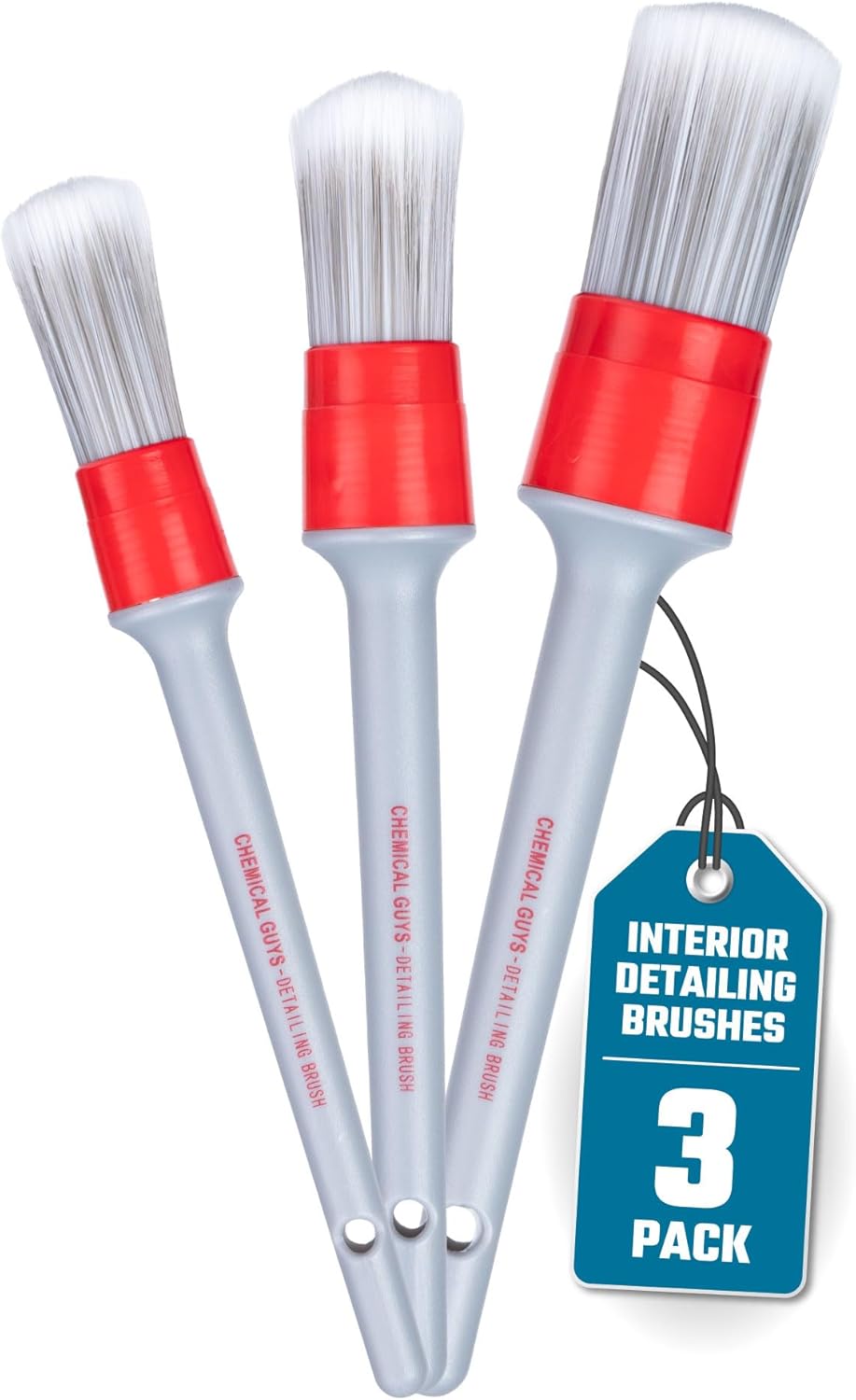 All in the Details Interior Detailing Brush Set - 3-Piece Soft & Durable Car Detailing Brushes for Vents, Consoles