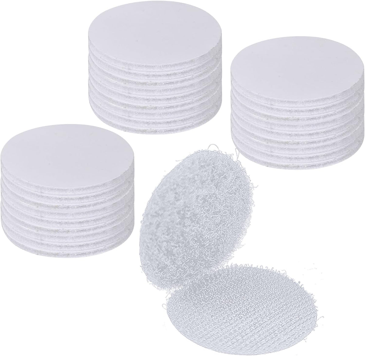 24 Pairs 2 Inch Round Hook and Loop Dots Double Sided Self Adhesive Tape White Hook and Loop Fasteners Nylon Sticky