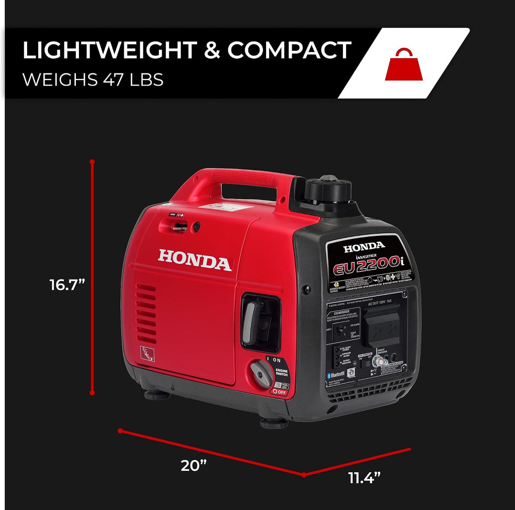 EU2200i 2200 Watt Inverter Generator, Super Quiet 120V Gas Powered Portable Generator for Camping or Home Backup