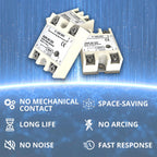 MAKERELE 3PCS Single Phase 40A AC Solid State Relay, 80-250VAC Input to 24-380VAC Output, Automatic Operation, Panel Mount, Normally Open Contact