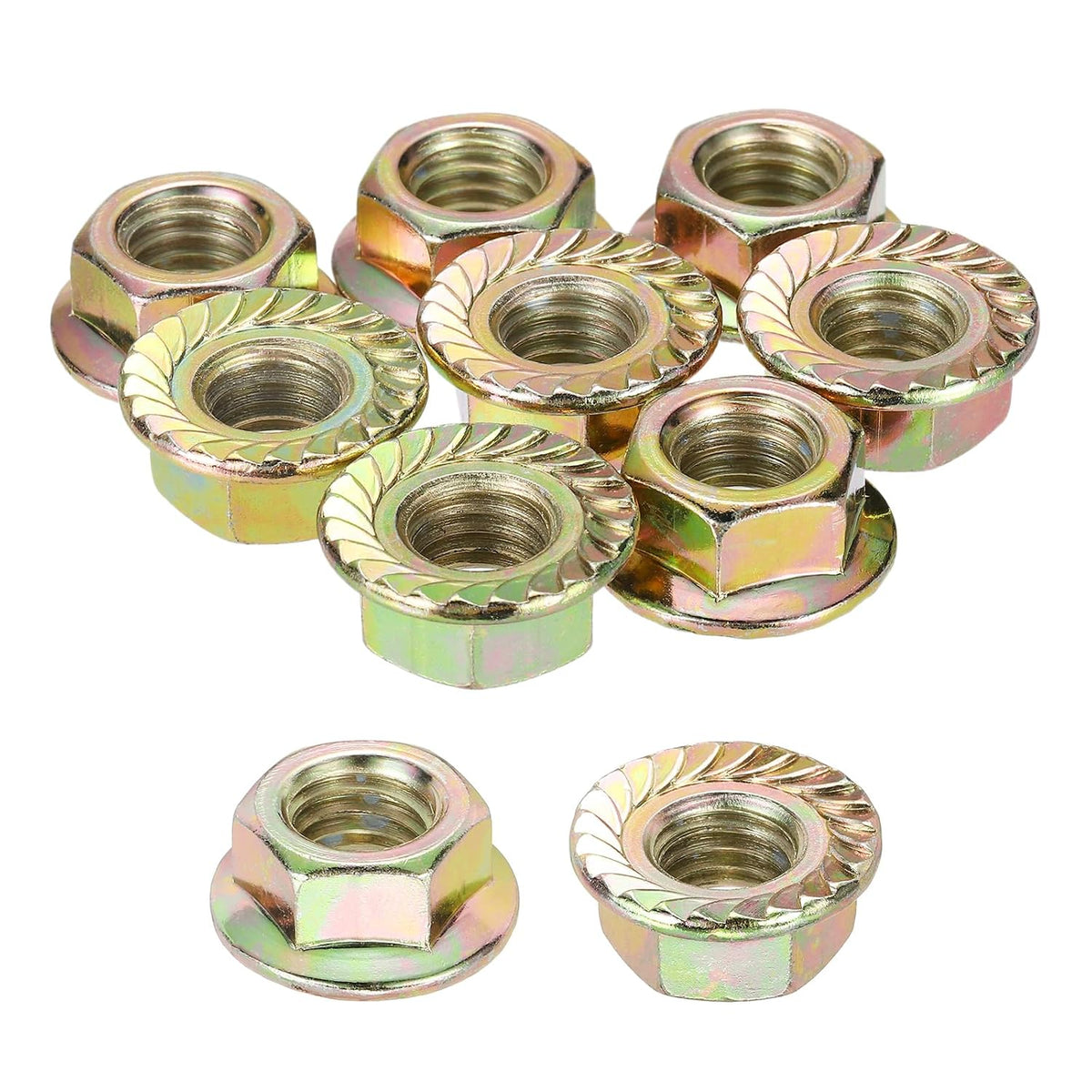 15Pcs Serrated Flange Hex Nuts 3/8"-16 UNC Carbon Steel