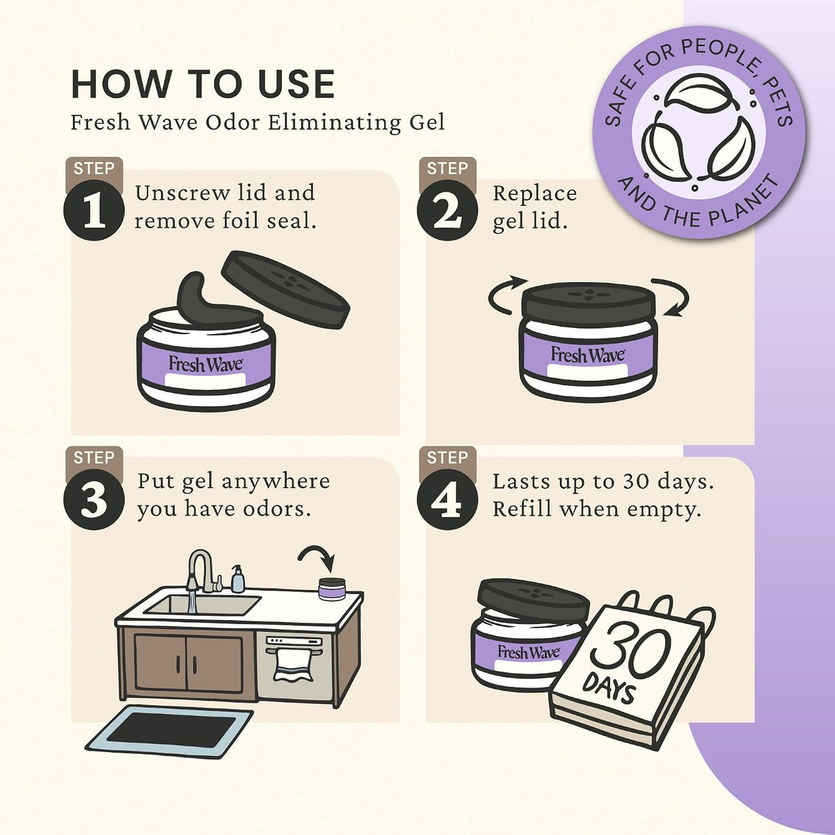 Lavender Odor Eliminator Gel 3-Pk 7 oz - Air Freshener for Home