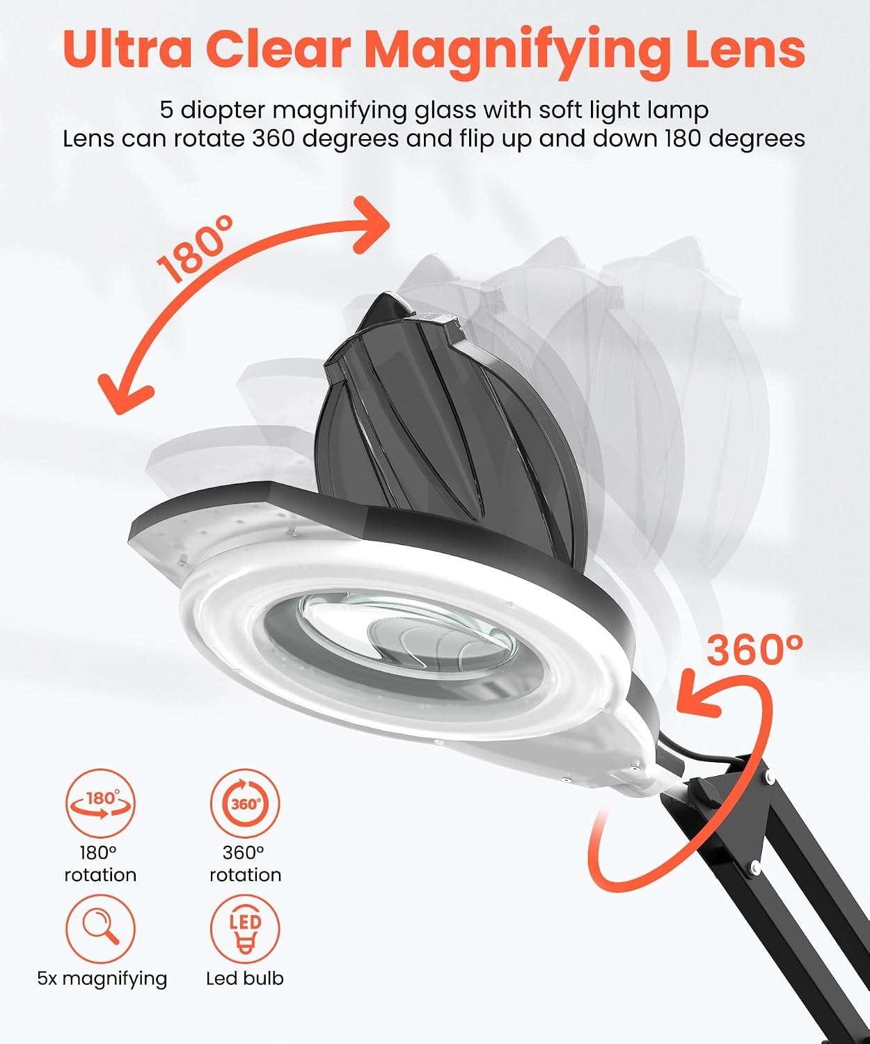 2-in-1 Professional Facial Steamer with 5X Magnifying Lamp | Esthetician Steamer on Wheels with Ozone and Hot Mist