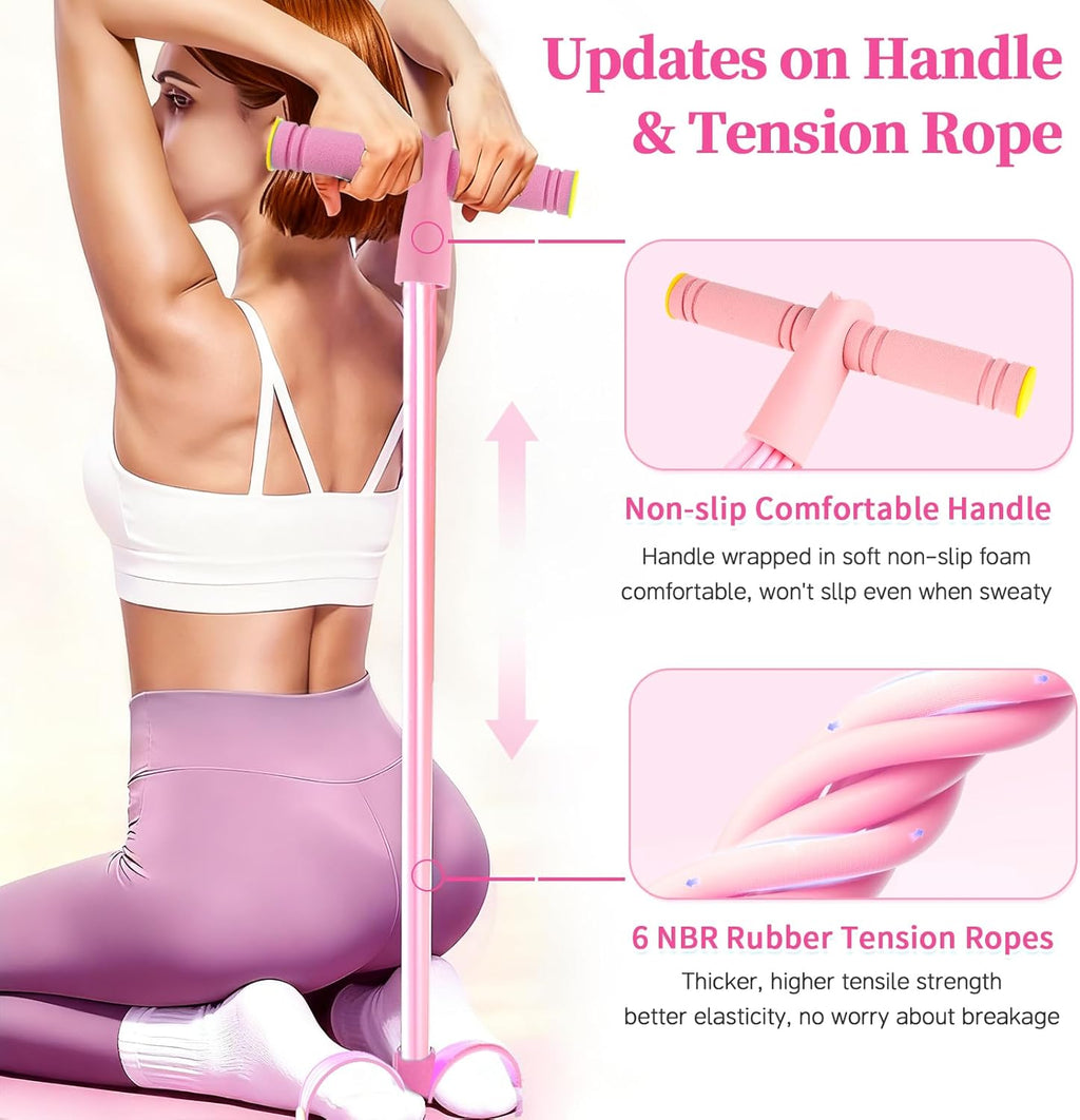 Pedal Resistance Bands with Handles, Upgrade 6-Tubes Elastic Bands for Exercise, Natural Rubber Foot Pedal Resistance