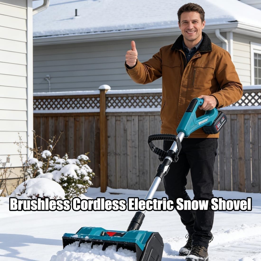 Brushless Snow Shovel Compatible with 21v Battery, 12” Cordless Snow Blower Electric Power Snow Thrower with Battery