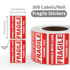 2'' x 3'' Fragile Stickers, 500 Labels/Roll, 20 Rolls