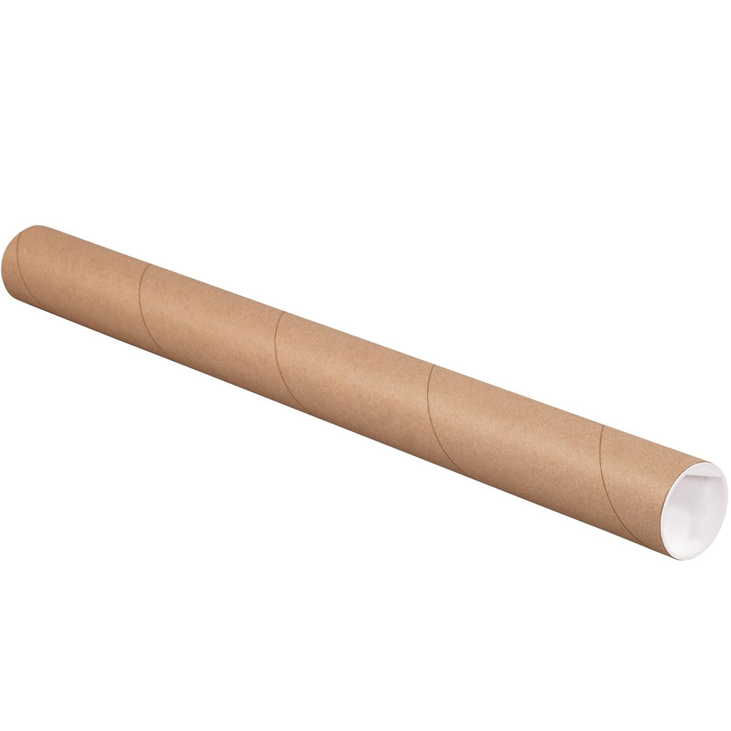 PP2024KRP6 Mailing Tubes with Caps, 2' x 24', Kraft (Pack of 6)