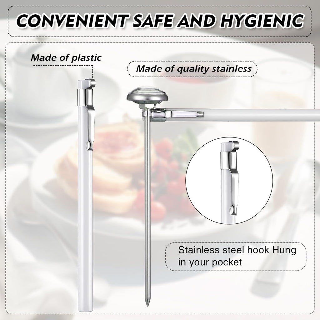 6 Pcs Stainless Steel Kitchen Dial Thermometer 5",White