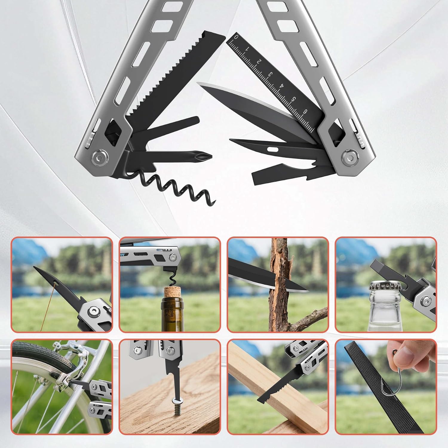 Multitool 17-in-1 Stainless Steel Multi Tool with Pocket Knife Needle Nose Pliers Bottle Opener Screwdriver