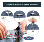[Upgraded] 8 Sets Jean Buttons pins No Sew Instant 17mm Replacement Button Adjustable Pants Buttons Kit