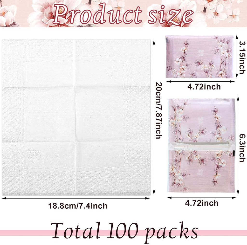 100 Pack Pocket Tissues Travel Slim Packs, Colorful Flowers