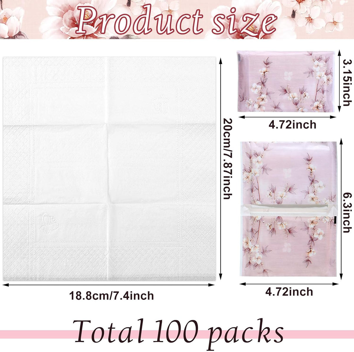100 Pack Pocket Tissues Travel Slim Packs, Colorful Flowers