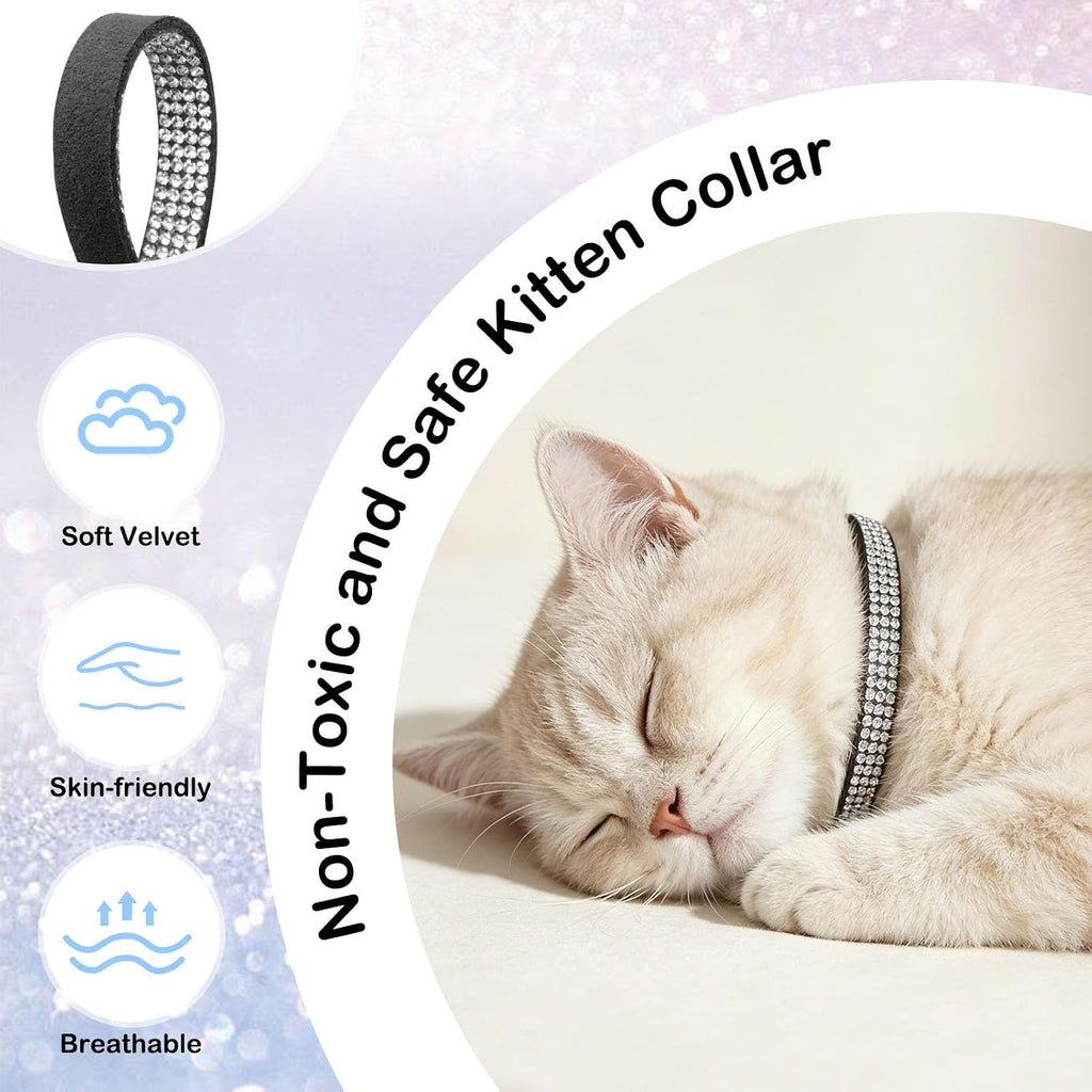 Rhinestone Cat Collar Breakaway, Bling Sparkly Diamond, Black
