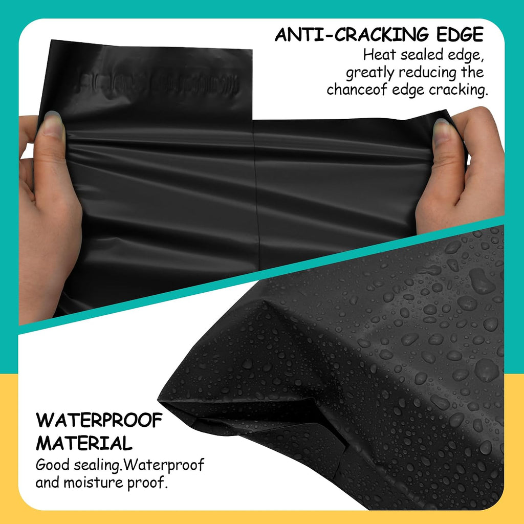 Poly Mailers 10 x 13 Inch, 25 Count, Black 2.4 Mil Self-Seal Bags