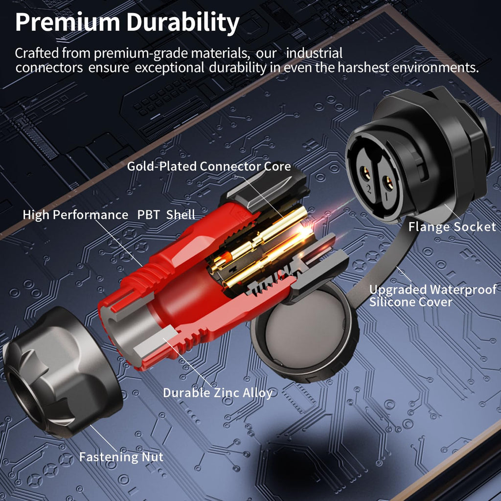 CNLINKO YM-20 3-Pin IP68 Waterproof Circular Connector PBT Plastic Shell