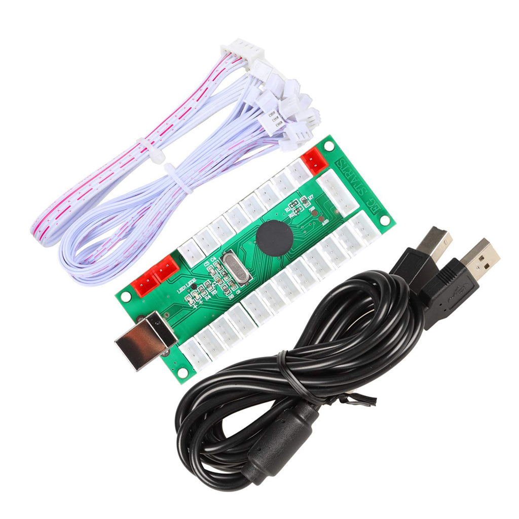 4 Player Arcade Buttons & Stick for Classic Arcade DIY Kit Parts | USB Encoder To PC Controls + 4 & 8 Way Stick + 5V