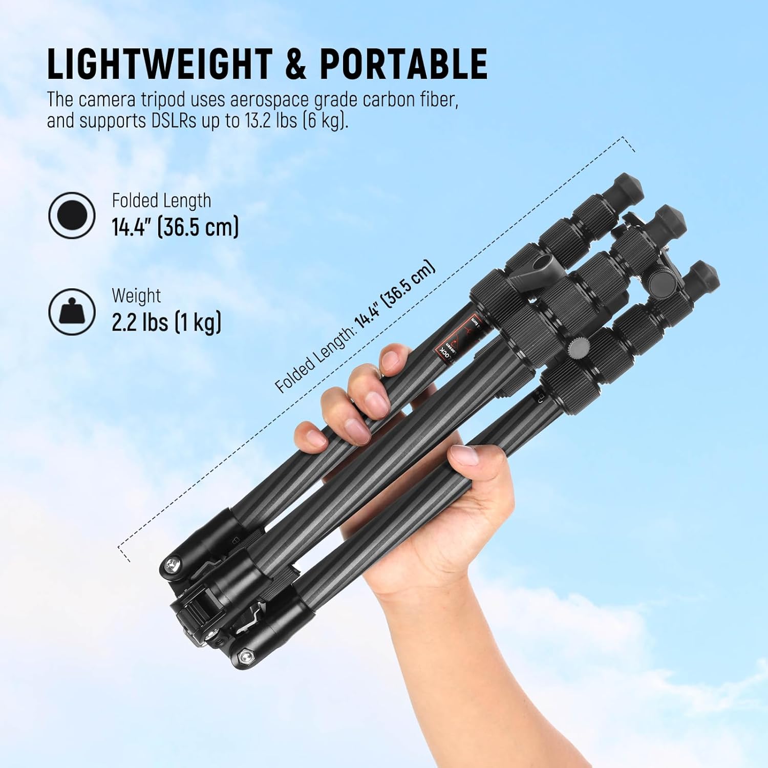 Carbon Fiber Camera Tripod Monopod, 65" Lightweight Compact Portable Travel DSLR Video Stand, 360° Ball Head, Anti