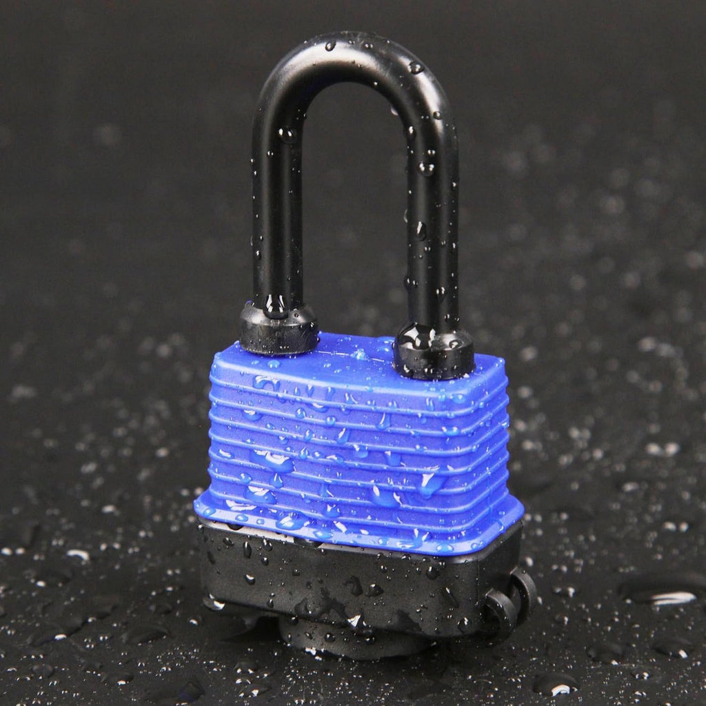 Long Shackle Padlocks 1.8", 20Pcs Keyed-Alike, Water-Resistant Cover | For Gate Boat Fence Shed Garden, 2-1/2" Long