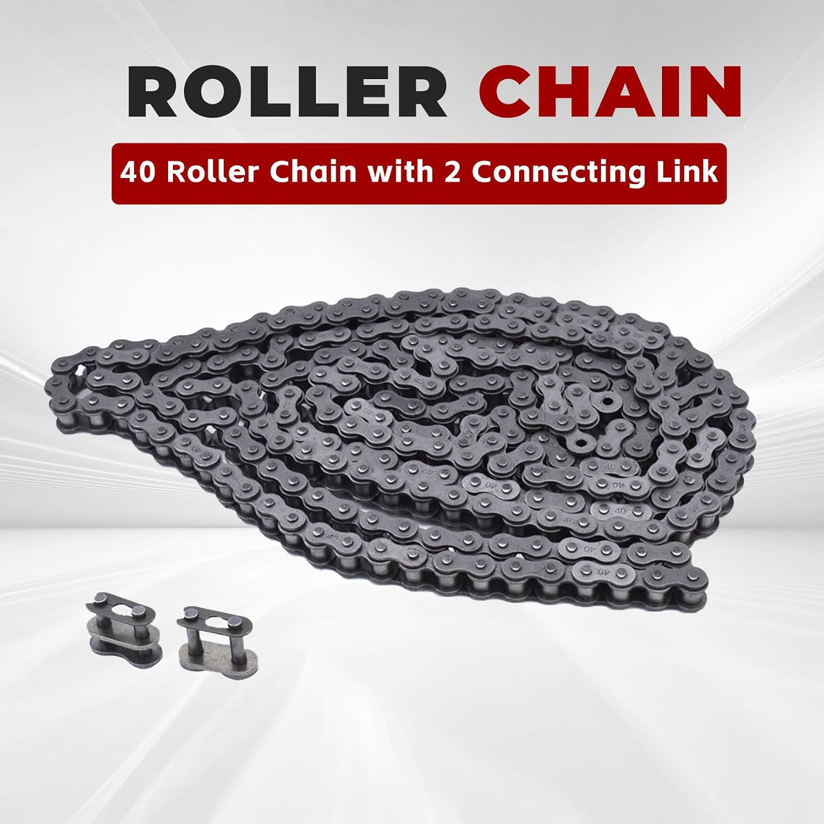 findmall 40 Roller Chain 10 Feet with 2 Connecting Links